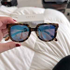Krewe Lyons sunglasses, tortoise with blue reflective lenses